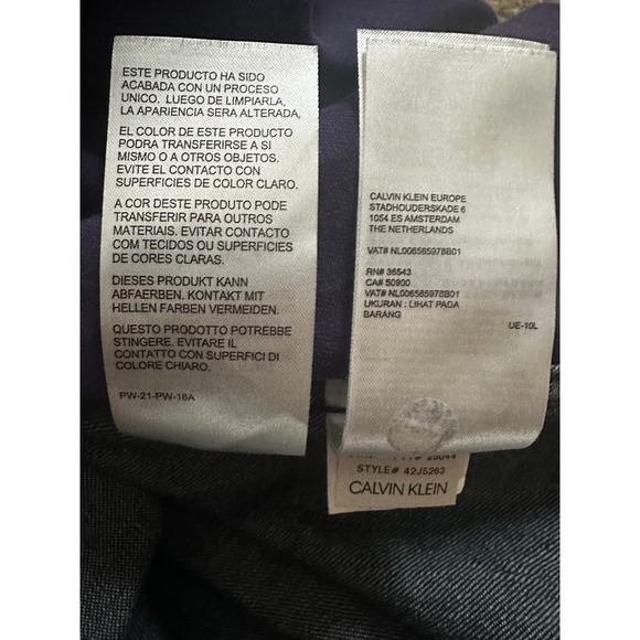 Calvin Klein Colorblock Denim Western Shirt Purple Orange Blue Button Up Women L - Picture 3 of 5